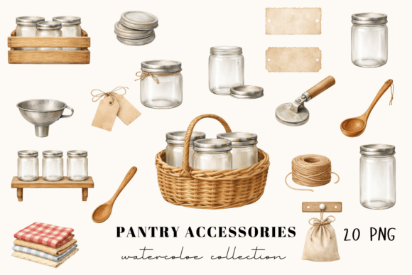 Download Watercolor Pantry Accessories Clipart - Premium Resources